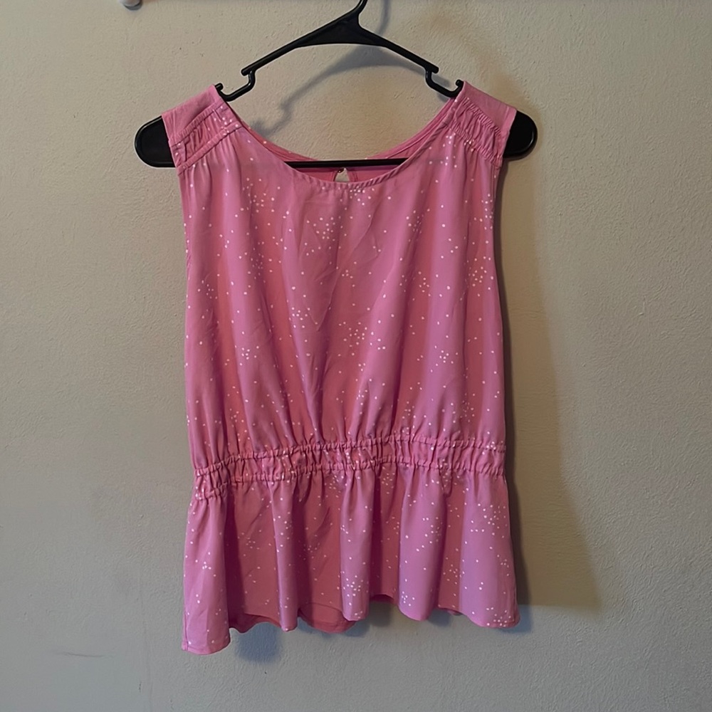 Pink with white polka dot shirt